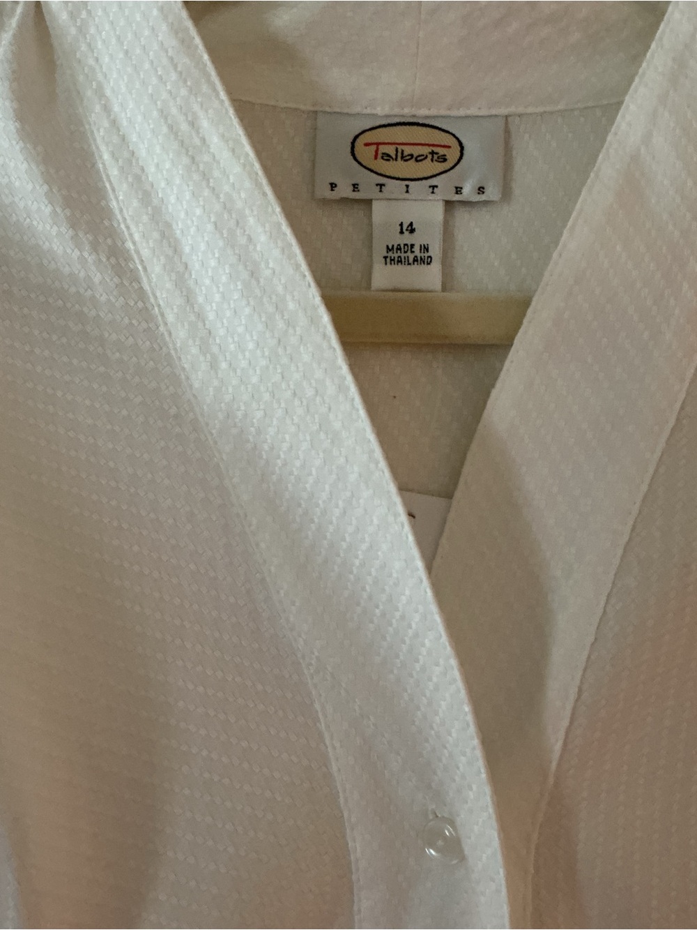Talbots White Ruched V-Neck Button-Front Shirt - Picture 4 of 5